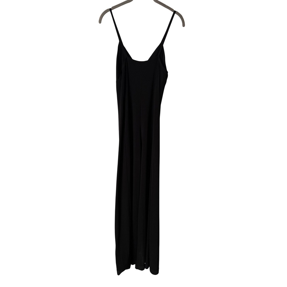 Norma Kamali Slip Jumpsuit Size Small Black Wide Leg Jersey Romper - Picture 4 of 8